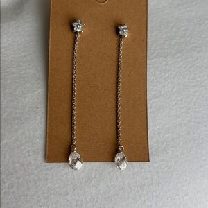 Tear drop CZ earrings 2” long